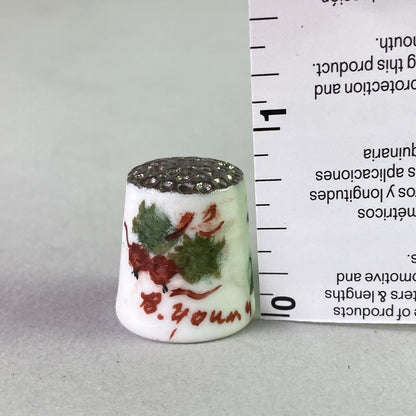 Vintage Thimble Hand Painted Signed B. Young