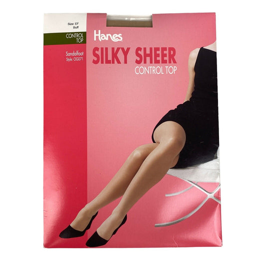 Hanes Pantyhose Control Sandalfoot Top Buff Size EF Style OG071