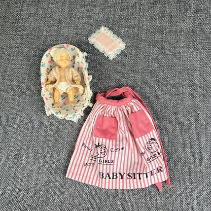 Vintage Barbie Babysits #953 1962 Baby, Carrier, Apron Pillow