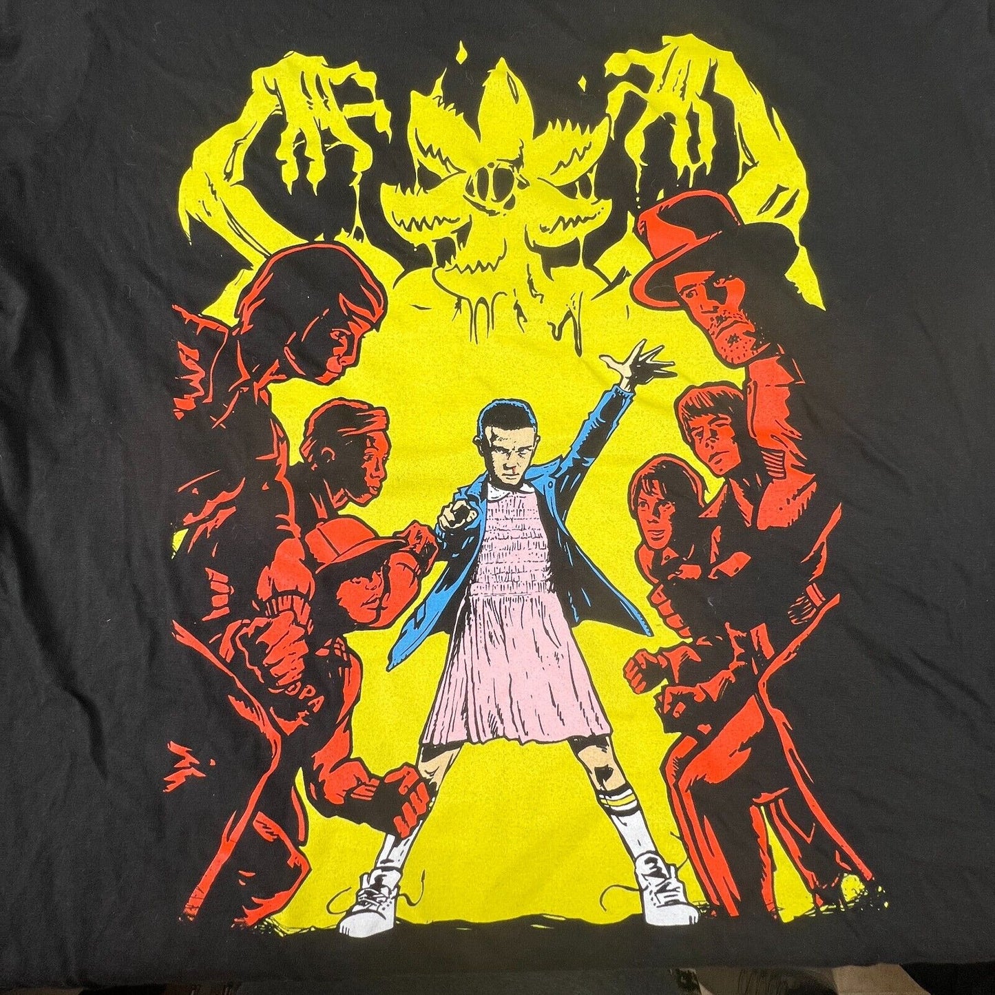 Size 2XL Black Stranger Things T-Shirt