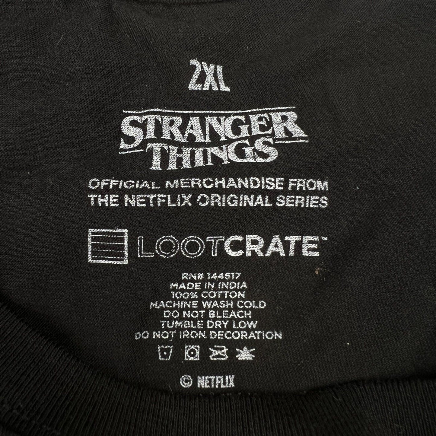 Size 2XL Black Stranger Things T-Shirt