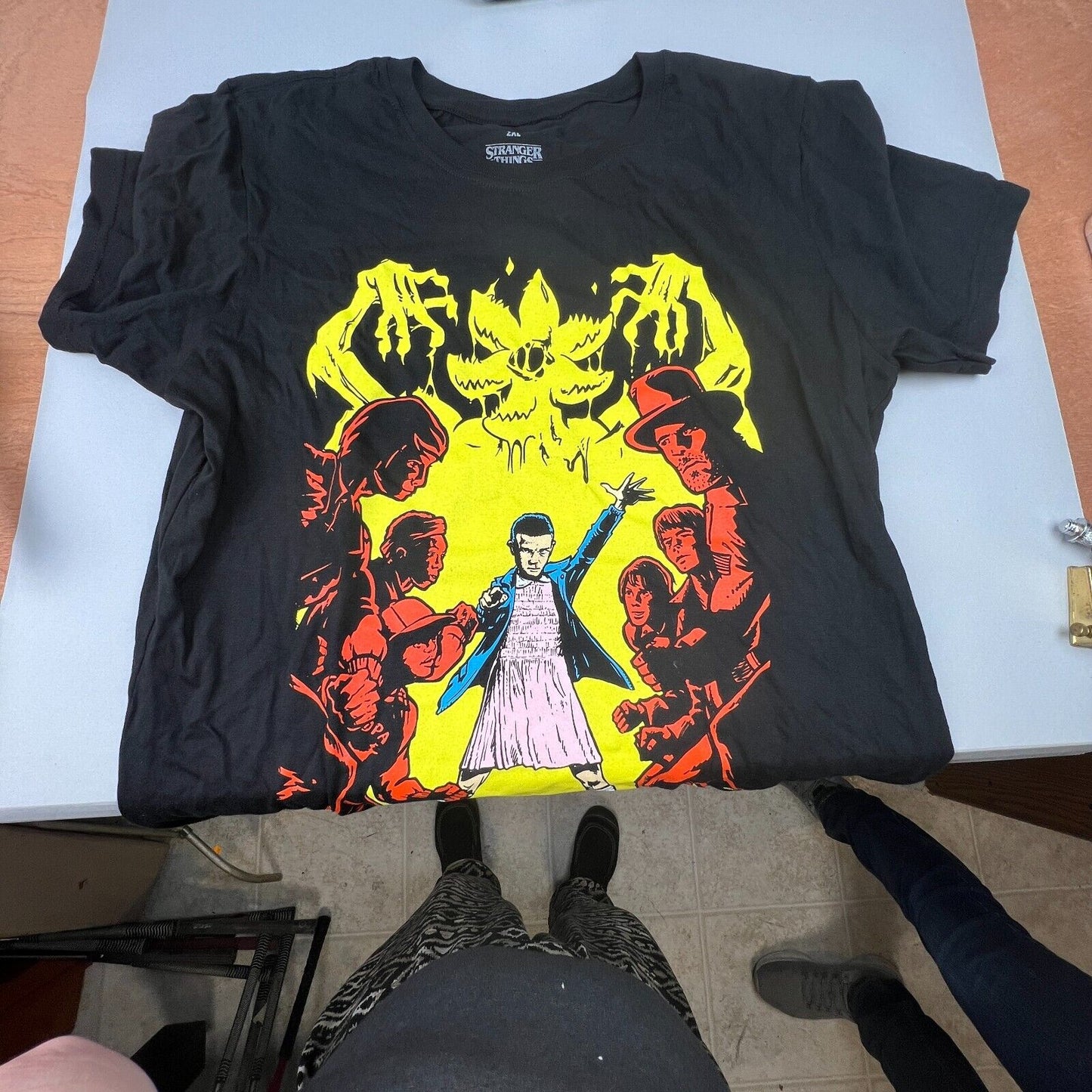 Size 2XL Black Stranger Things T-Shirt