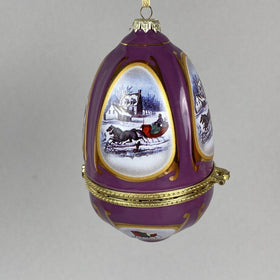 Hinged Egg Trinket Box Christmas Ornament Golden Bells Valerie Parr Hill EUC