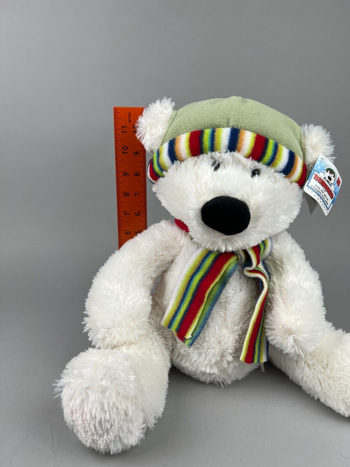 Russ Bernard The Polar Bear L'ours Polaire with White Scarf & Hat 12"