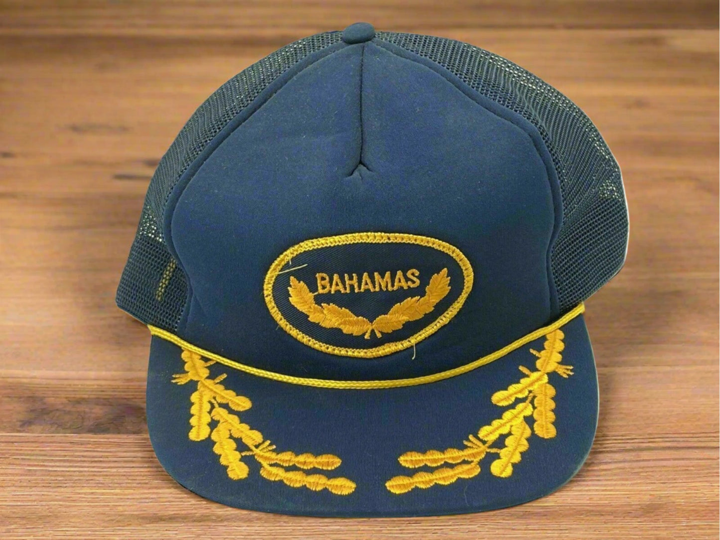 Vintage Bahamas Snap-back, Mesh, Blue Hat, Cap Made in Taiwan