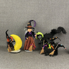 Lot of 4 - Annalee Halloween Scaredy Cat Witch Black Cat (2007, 2008, 2009)