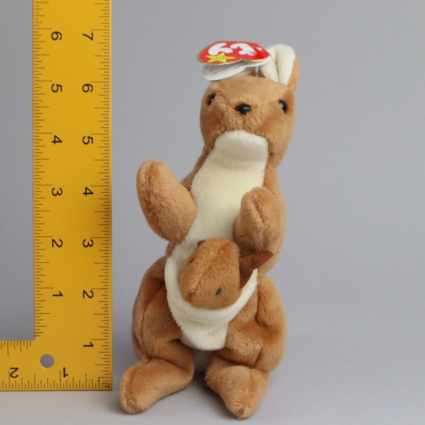 Vintage TY The Original Beanie Baby, Pouch, Kangaroo and Baby Stuffed Animal 7"