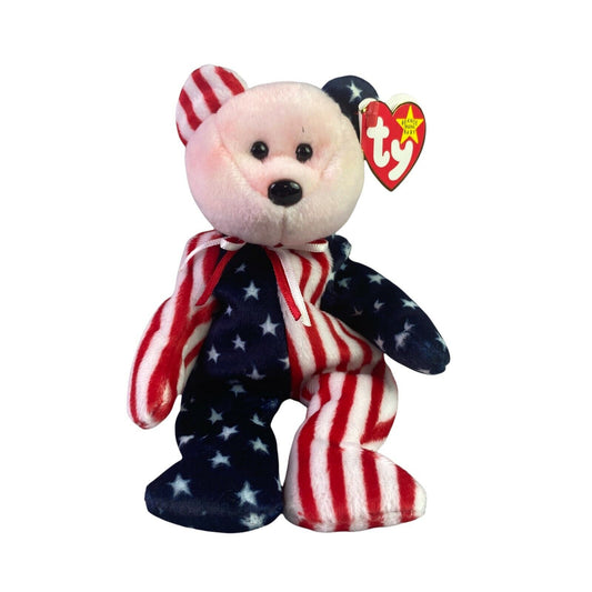 Vintage TY The Original Beanie Baby Spangle American Teddy Bear Plush w/Tags