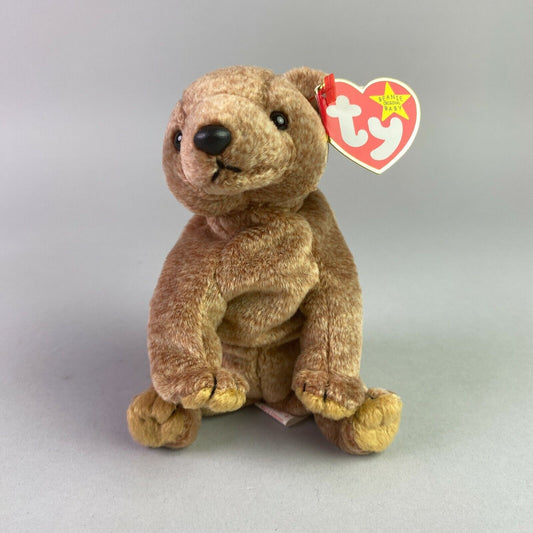 Vintage TY The Original Beanie Baby Pecan Bear Plush Tags 5" - Near mint