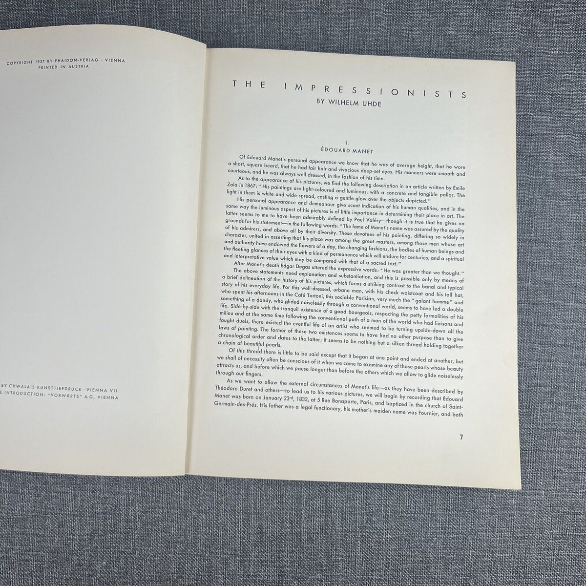 The Impressionists 117 Plates published and printed by Phaidon in Vienna 1937