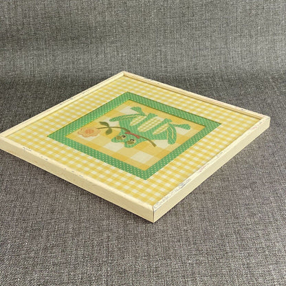 Frog Textile Art 12"x12" by Jane Cohler Design Fabric Polka Dots Boho 1975