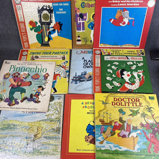 Lot of 10 Vintage Scholastic & Disney Vinyl Records for Children