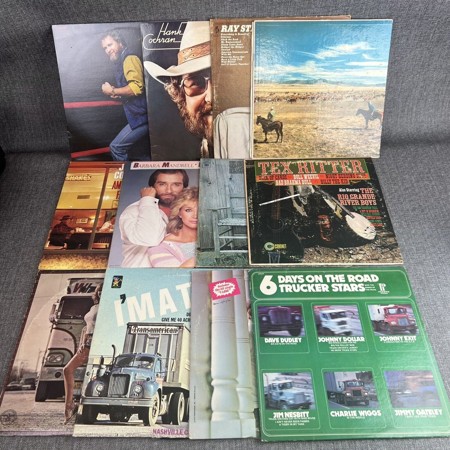 Country Music Singers Vinyl Record Lot of 12 - H. Cochran, T. Hall etc...