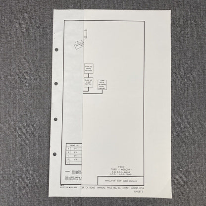 OEM Ford 1989 Ford Mercury 5.0L EFI Vacuum Schematic Diagram Shop Manual