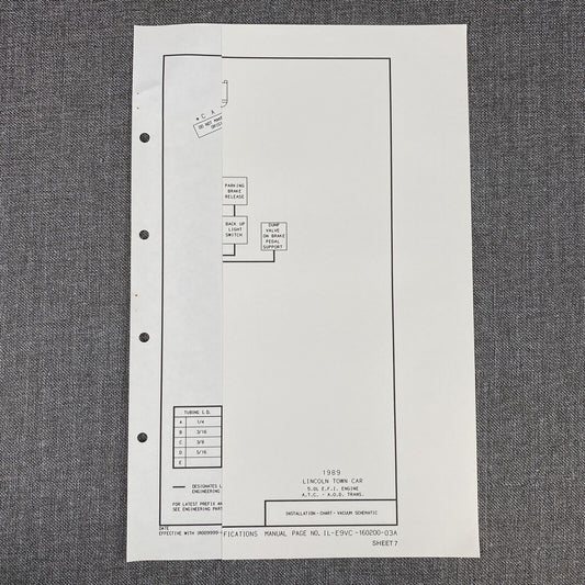 OEM Ford 1989 Lincoln Town Car 5.0L EFI engine - Vacuum Schematic Diagram