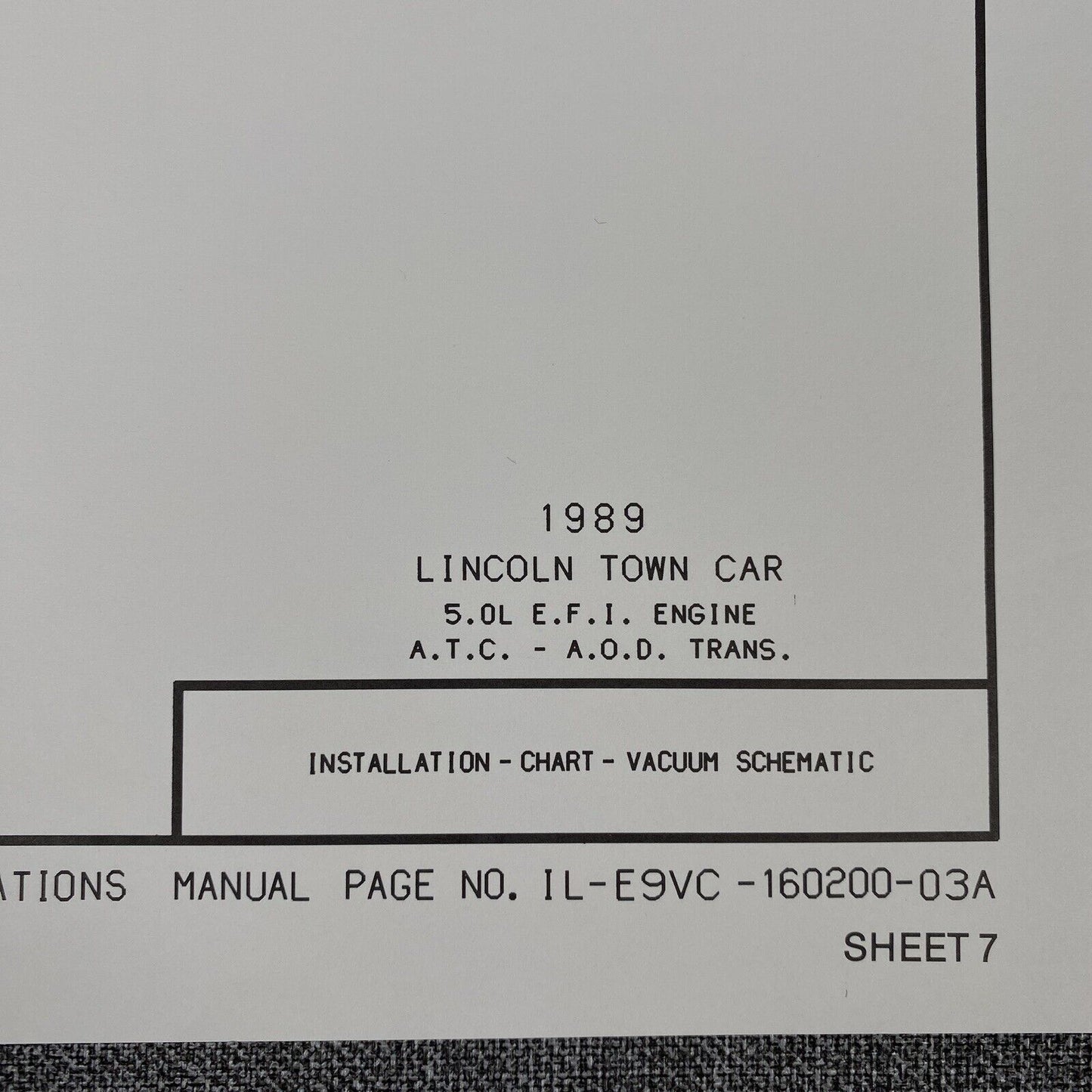 OEM Ford 1989 Lincoln Town Car 5.0L EFI engine - Vacuum Schematic Diagram