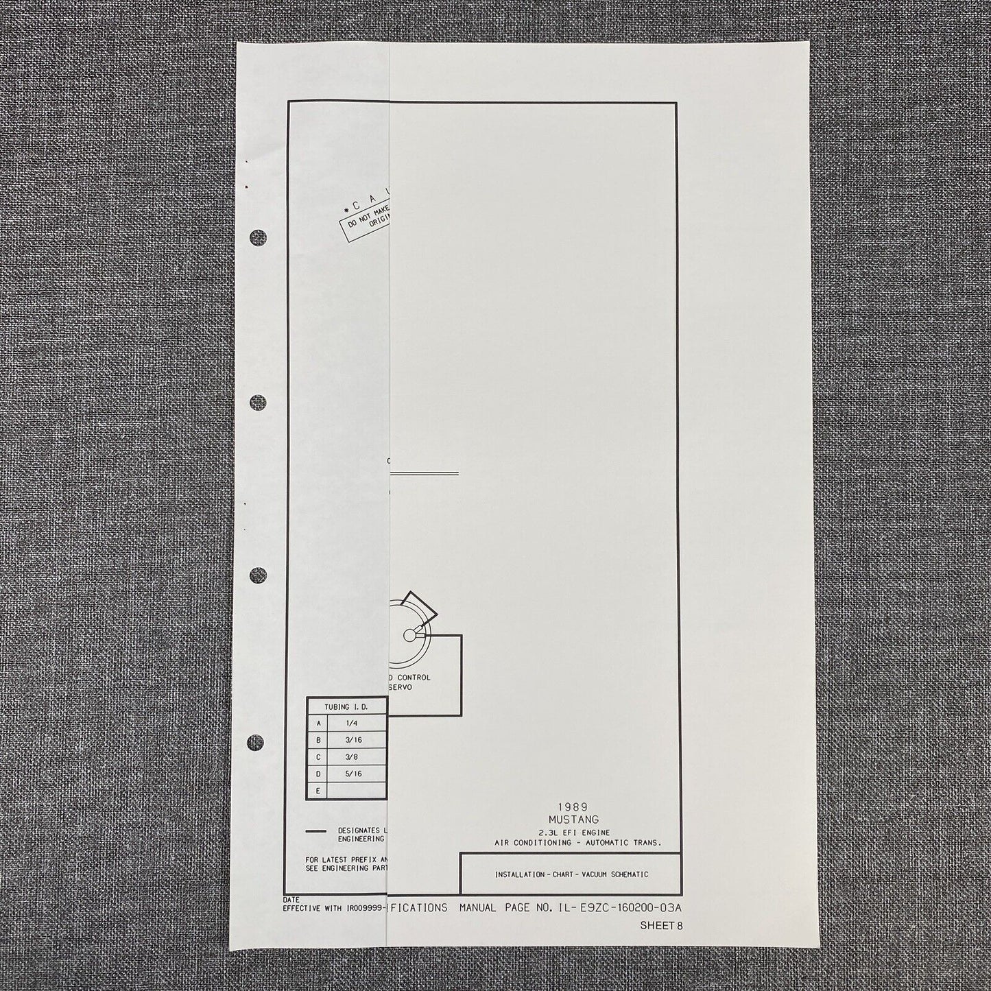 OEM Ford 1989 Ford Mustang 2.3L EFI with Air Cond. - Vacuum Schematic Diagram