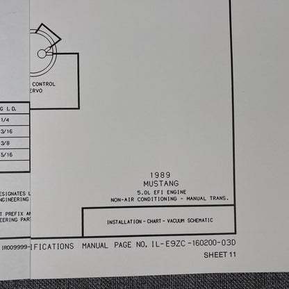 OEM Ford 1989 Ford Mustang 5.0L EFI non-Air Cond.  - Vacuum Schematic Diagram