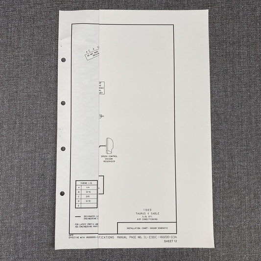 OEM Ford 1989 Ford Taurus & Sable 3.0L EFI + Air-cond.  - Vacuum Schematic