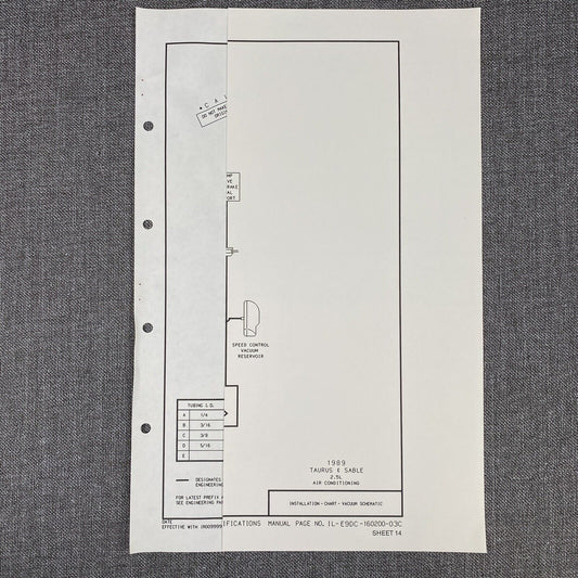 OEM Ford 1989 Ford Taurus & Sable 2.5L Air-conditioning  - Vacuum Schematic