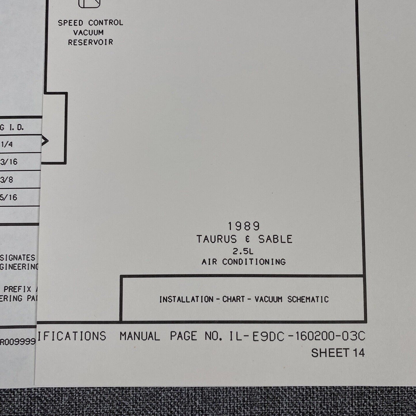 OEM Ford 1989 Ford Taurus & Sable 2.5L Air-conditioning  - Vacuum Schematic