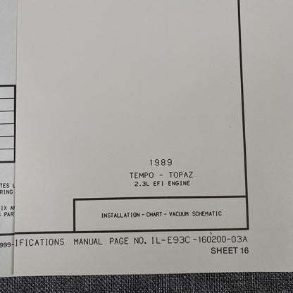 OEM Ford 1989 Ford Tempo-Topaz 2.3L EFI engine - Vacuum Schematic