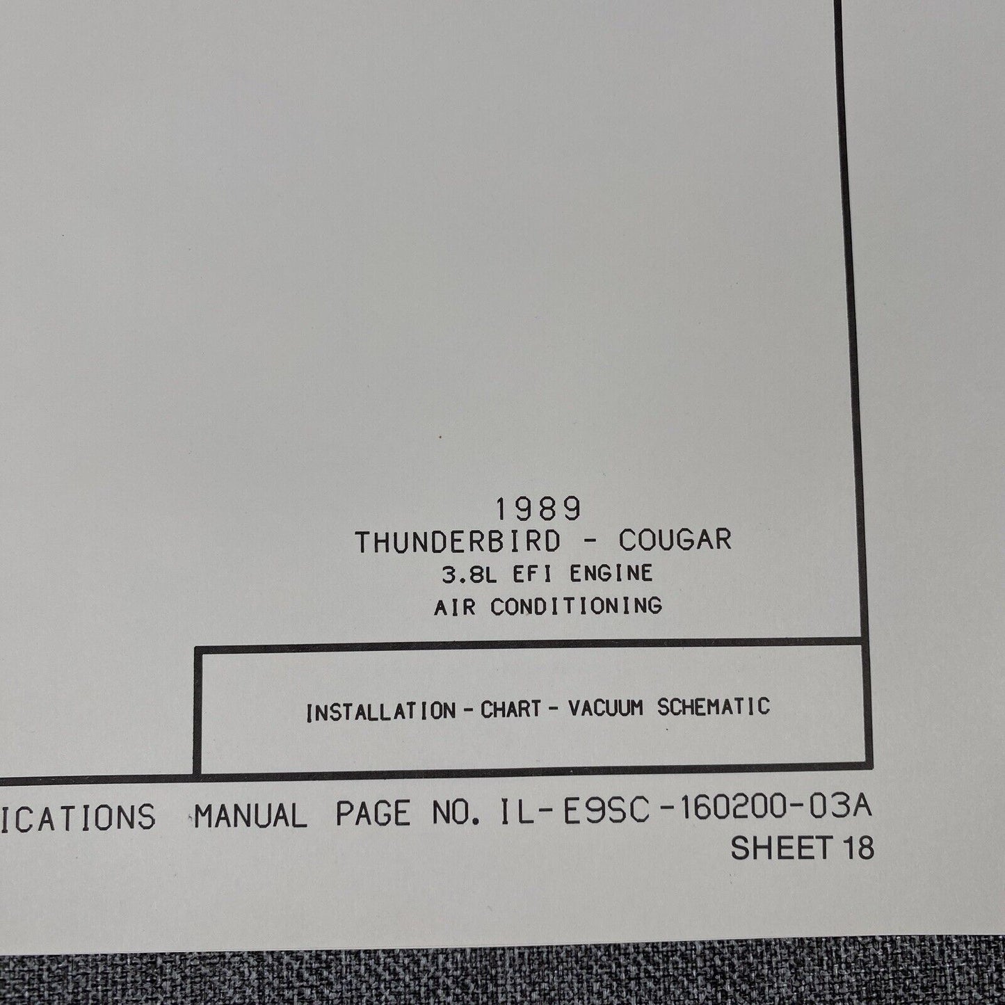 OEM Ford 1989 Ford Thunderbird-Cougar 3.8L EFI Air-conditioning Vacuum Schematic