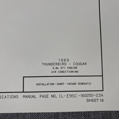 OEM Ford 1989 Ford Thunderbird-Cougar 3.8L EFI Air-conditioning Vacuum Schematic