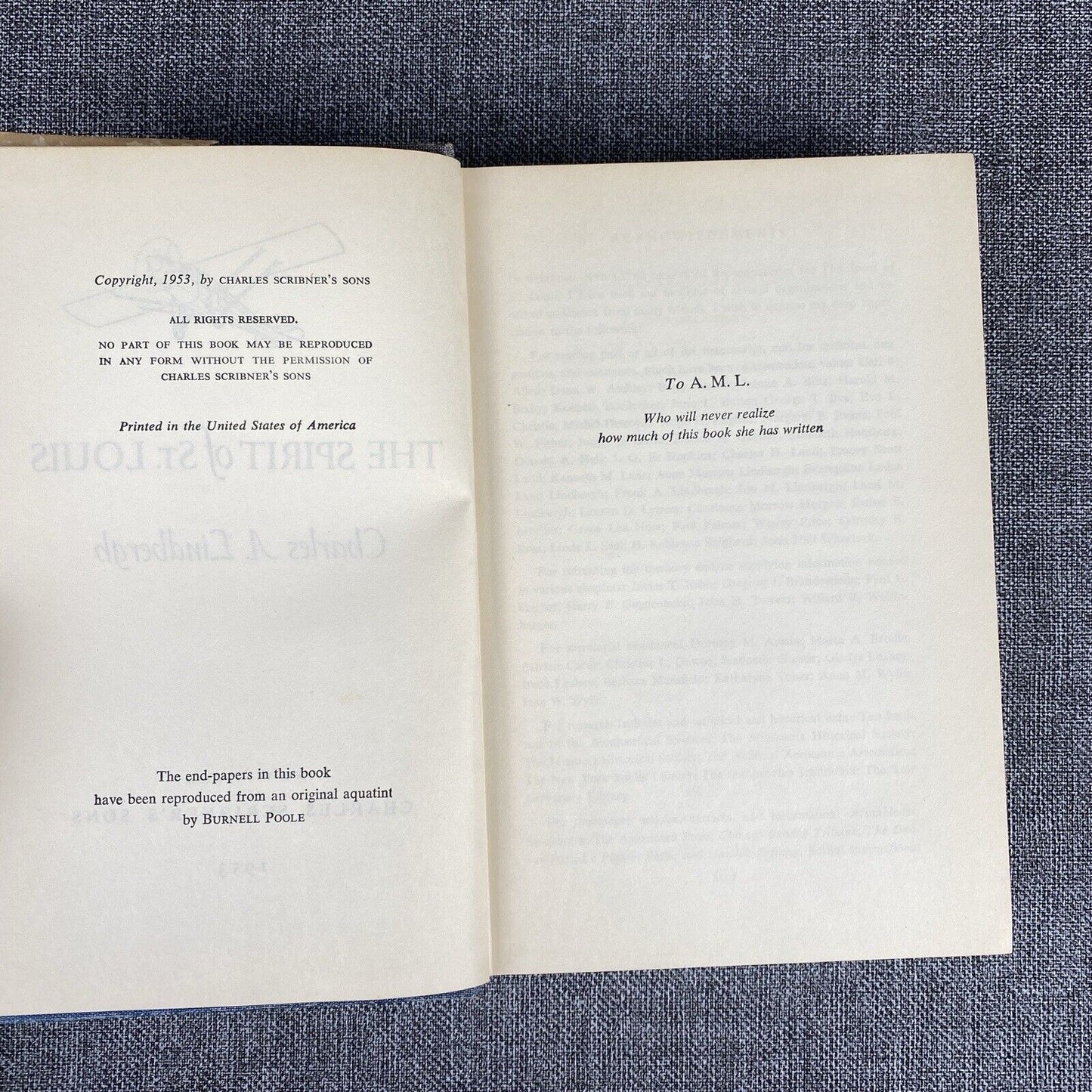 The Spirit Of St. Louis Charles A Lindbergh 1953  Book of the Month Selection