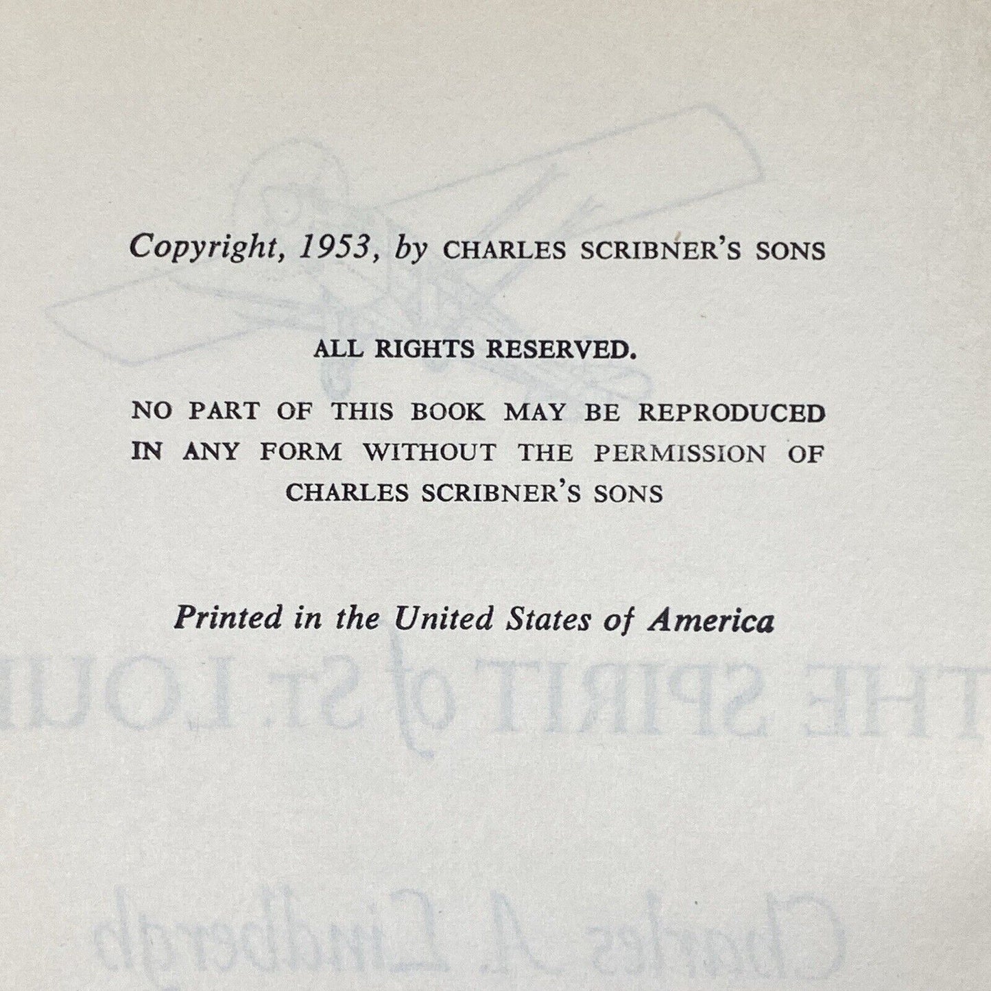 The Spirit Of St. Louis Charles A Lindbergh 1953  Book of the Month Selection