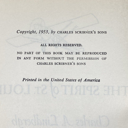 The Spirit Of St. Louis Charles A Lindbergh 1953  Book of the Month Selection