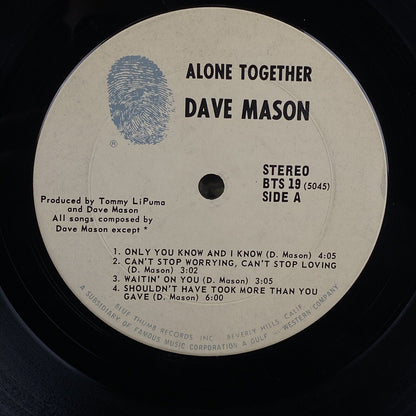 Dave Mason Alone Together vinyl record by Blue Thumb Records