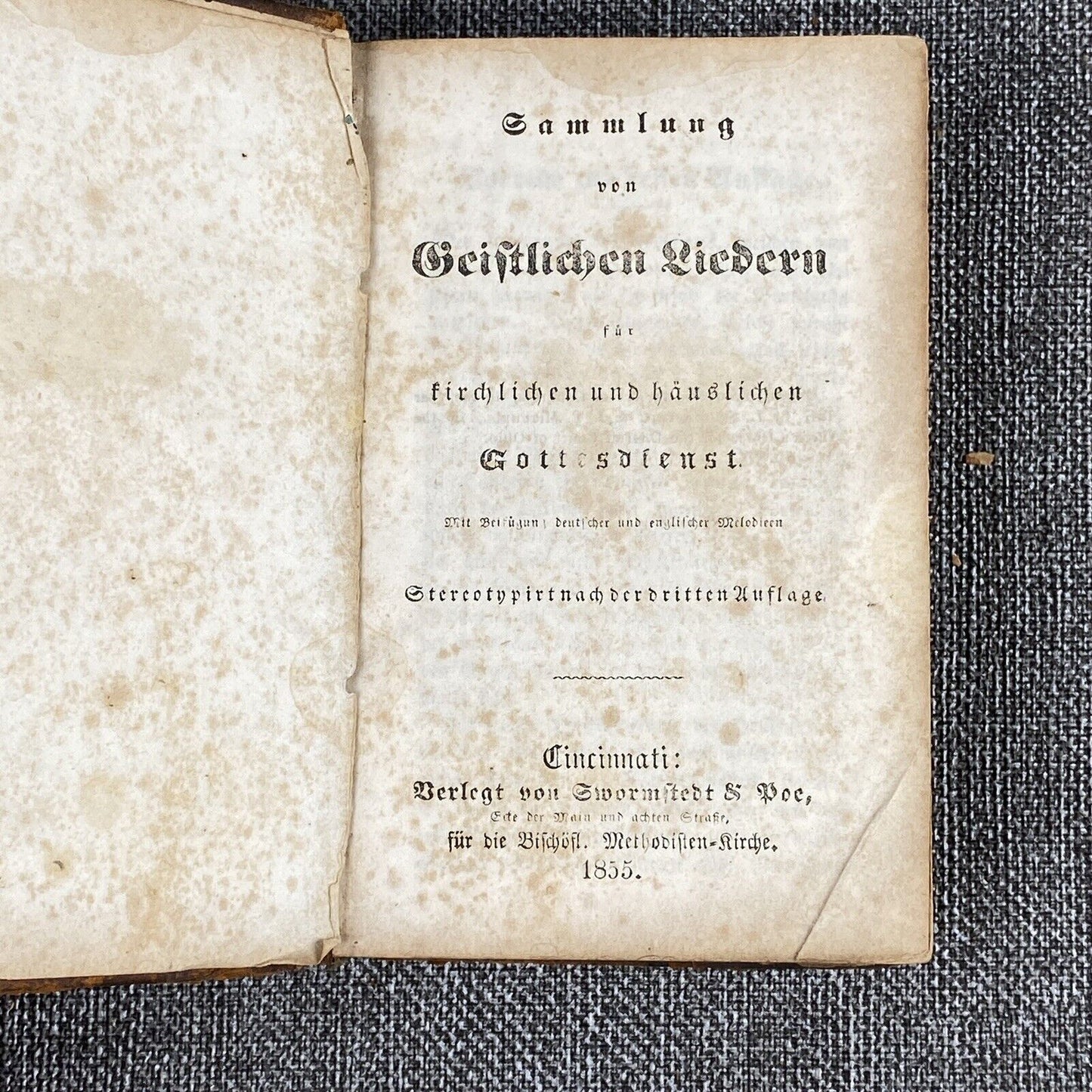 Antique Sammlung Fon Geistlichen Liedern German Prayer Song Book 1855