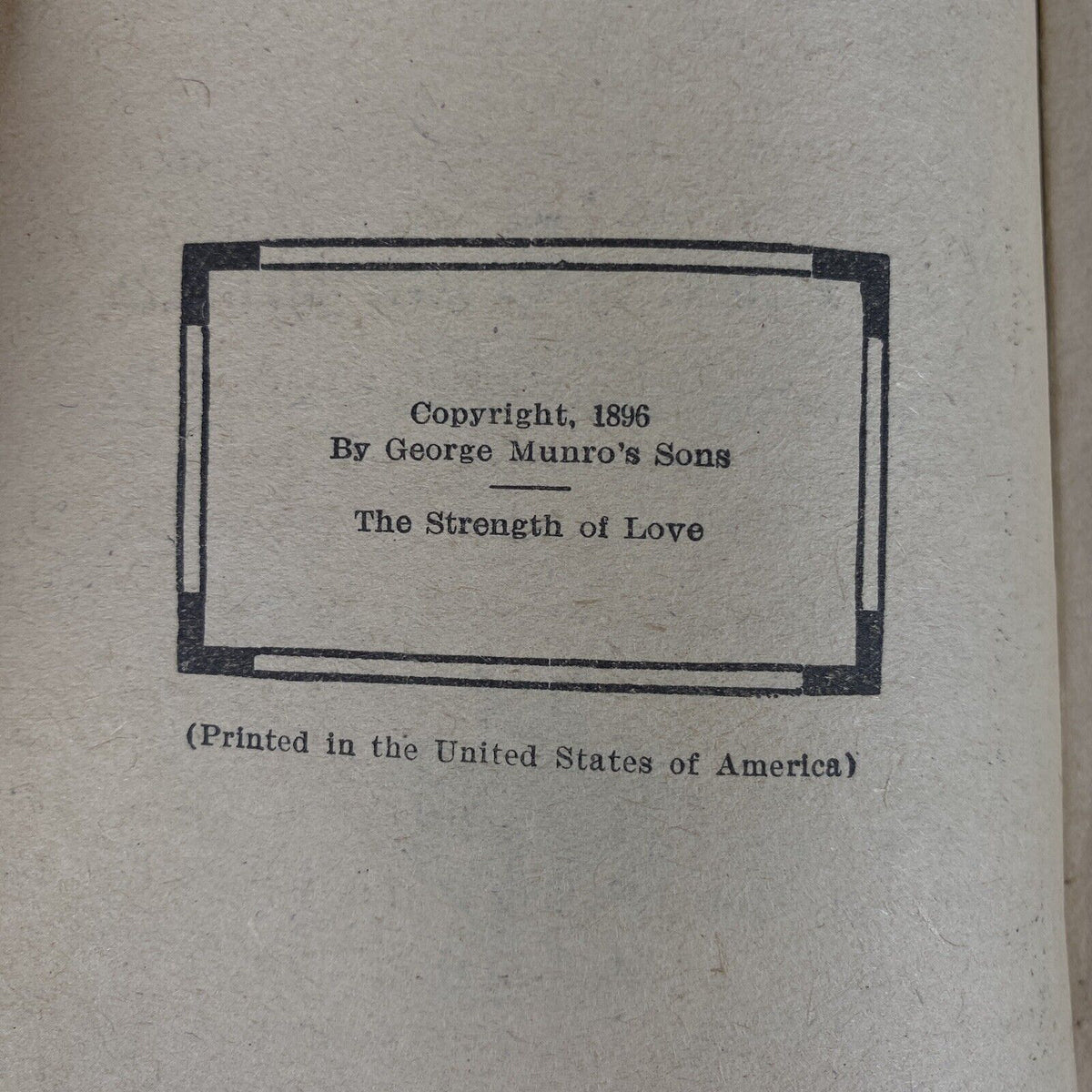 The Strength of Love by Mrs. Alex McVeigh Miller Antique Book Paperback 1896