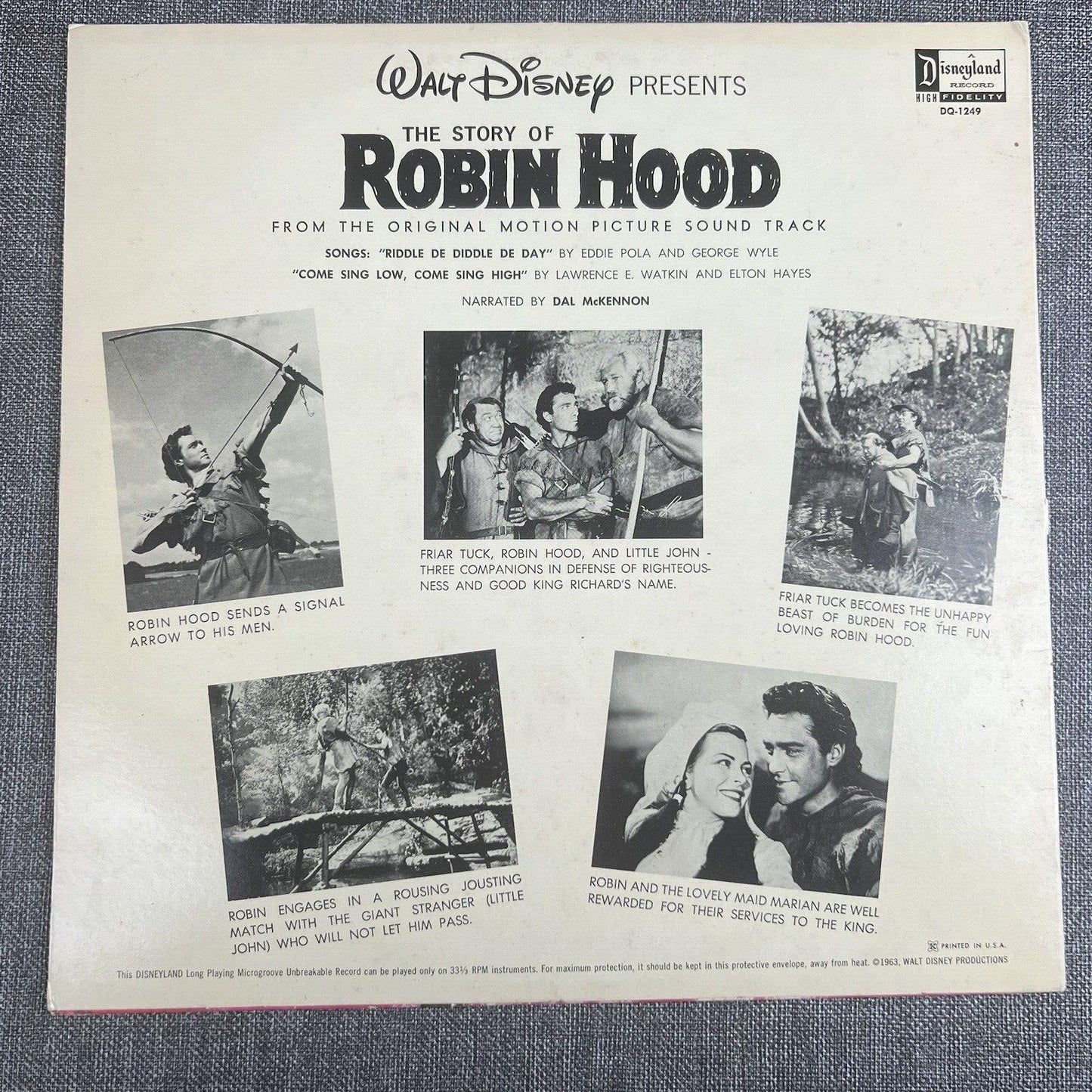 Walt Disney The Story of Robin Hood 1963 LP DQ-1249