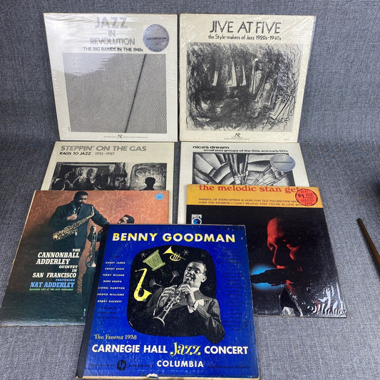 7 Vintage Jazz Vinyl LP Records lot Benny Goodman , Adderley etc...