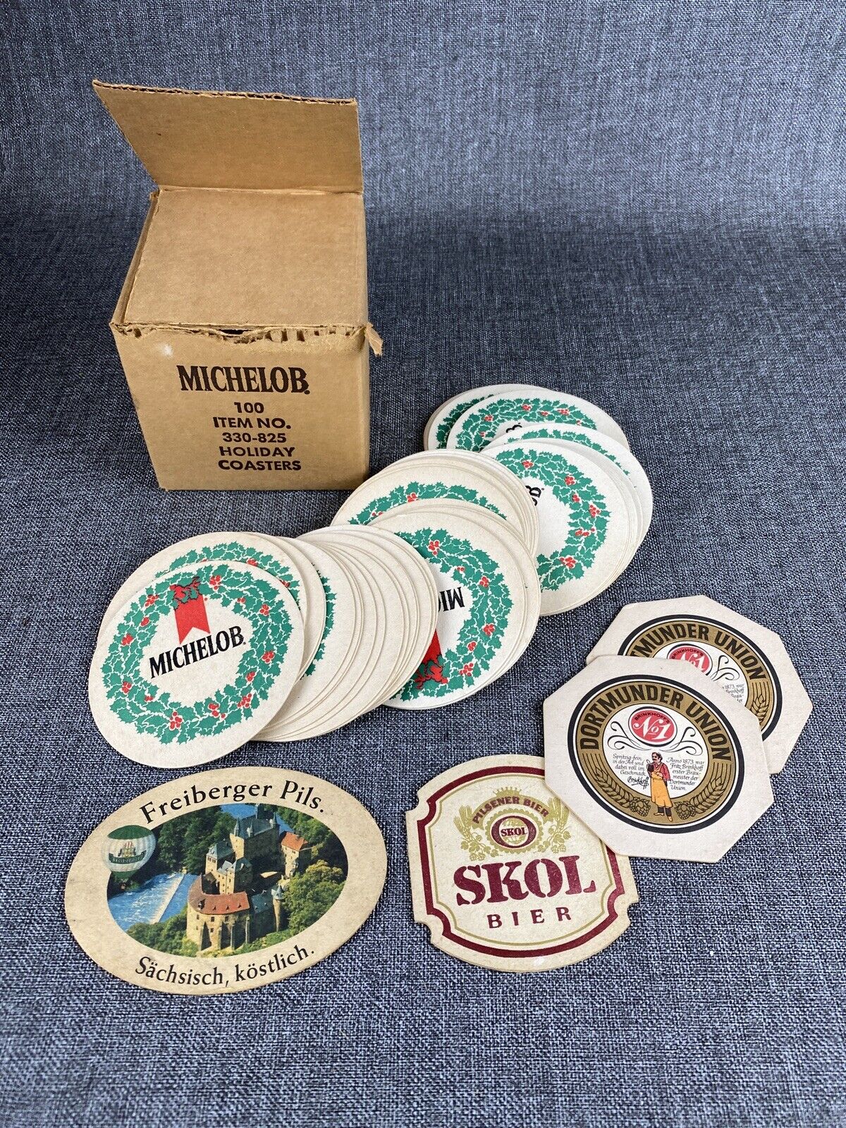 Vintage Michelob Christmas Greetings and other Beer Coasters lot