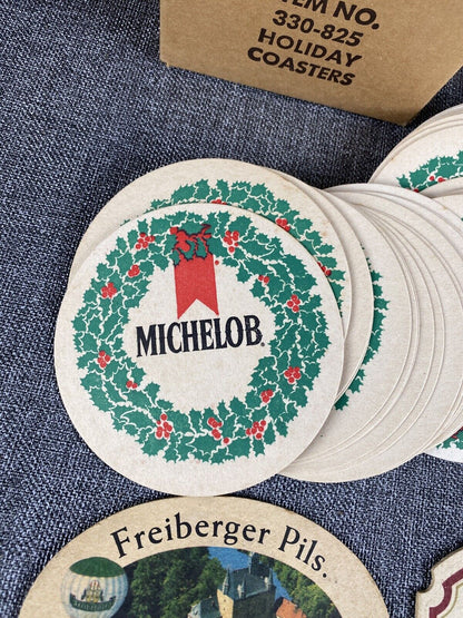 Vintage Michelob Christmas Greetings and other Beer Coasters lot