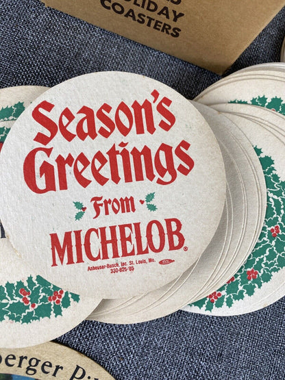 Vintage Michelob Christmas Greetings and other Beer Coasters lot