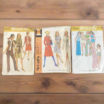 Vintage Women Sewing Patterns 1970's  #9170 #2623 #6952 Size 10 Cut