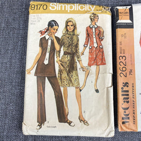 Vintage Women Sewing Patterns 1970's  #9170 #2623 #6952 Size 10 Cut