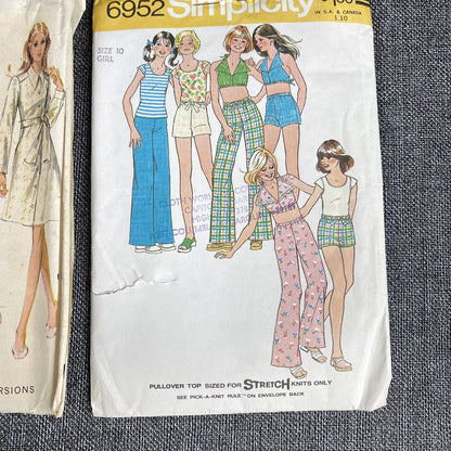 Vintage Women Sewing Patterns 1970's  #9170 #2623 #6952 Size 10 Cut