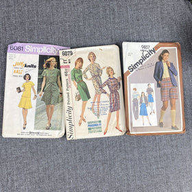 Vintage Women Sewing Patterns 1970's #9837 #6081 #6079 Size 12
