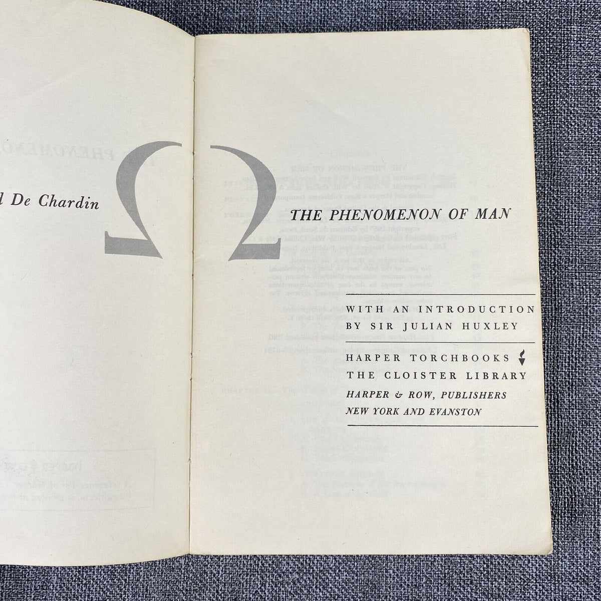 The Phenomenon Of Man by Pierre Teilhard de Chardin Paperback 1961