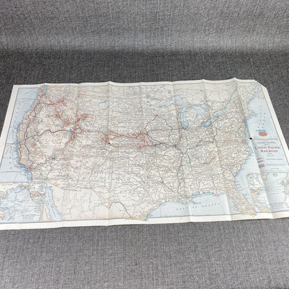 Vintage Union Pacific Railroad Fold Out Map 1948