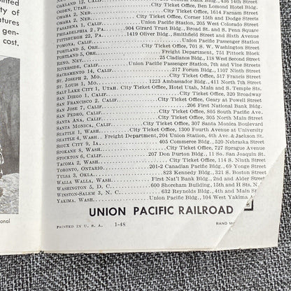 Vintage Union Pacific Railroad Fold Out Map 1948