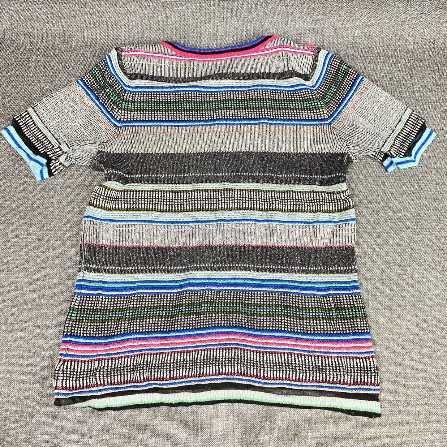 Per se Carlisle Women Colorful Short Sleeve Sweater Size L Large 100% Cotton