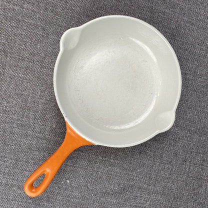 VTG Cousances Le Creuset #16 Orange Flame 7” Enameled Cast Iron Skillet VGC