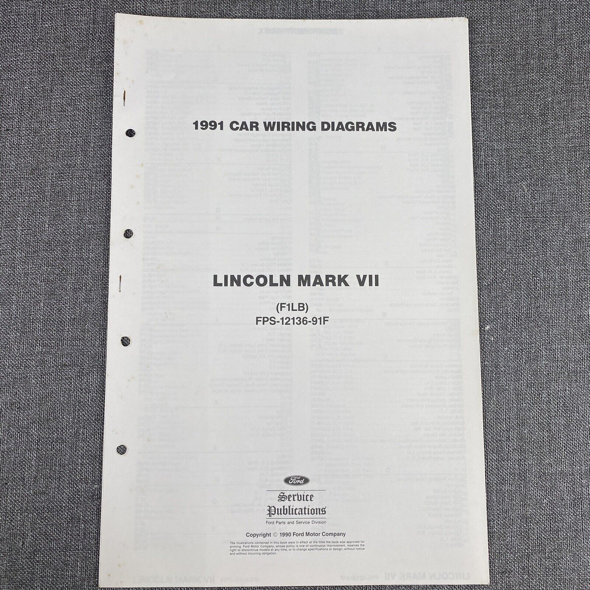 OEM 1991 Ford Lincoln Mark VII Car Electrical Wiring Diagrams