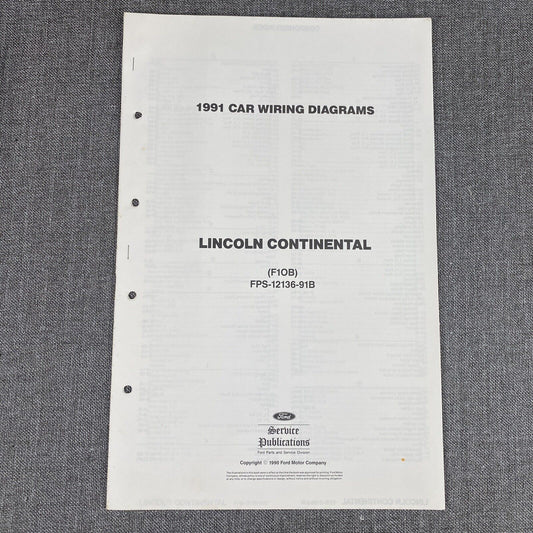 OEM 1991 Ford Lincoln Continental Car Electrical Wiring Diagrams